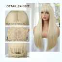 Long Blonde Wig with Bangs Straight Wigs for Women Matte Natural Hair Blond Wig Heat Resistant Synthetic wig for Girls Daily Party Cosplay Halloween Costume Use 24 Inch (Blonde)