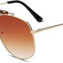  Unique Retro Sunglasses for Womens Mens Double Bridge Aviator Sunglasses