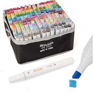 belleza suprema Alcohol Marker 168 Colors Dual Tip Art Markers Permanent Alcohol Markers Sketching Markers for Drawing and Sketching for Adults and Kids (White) 