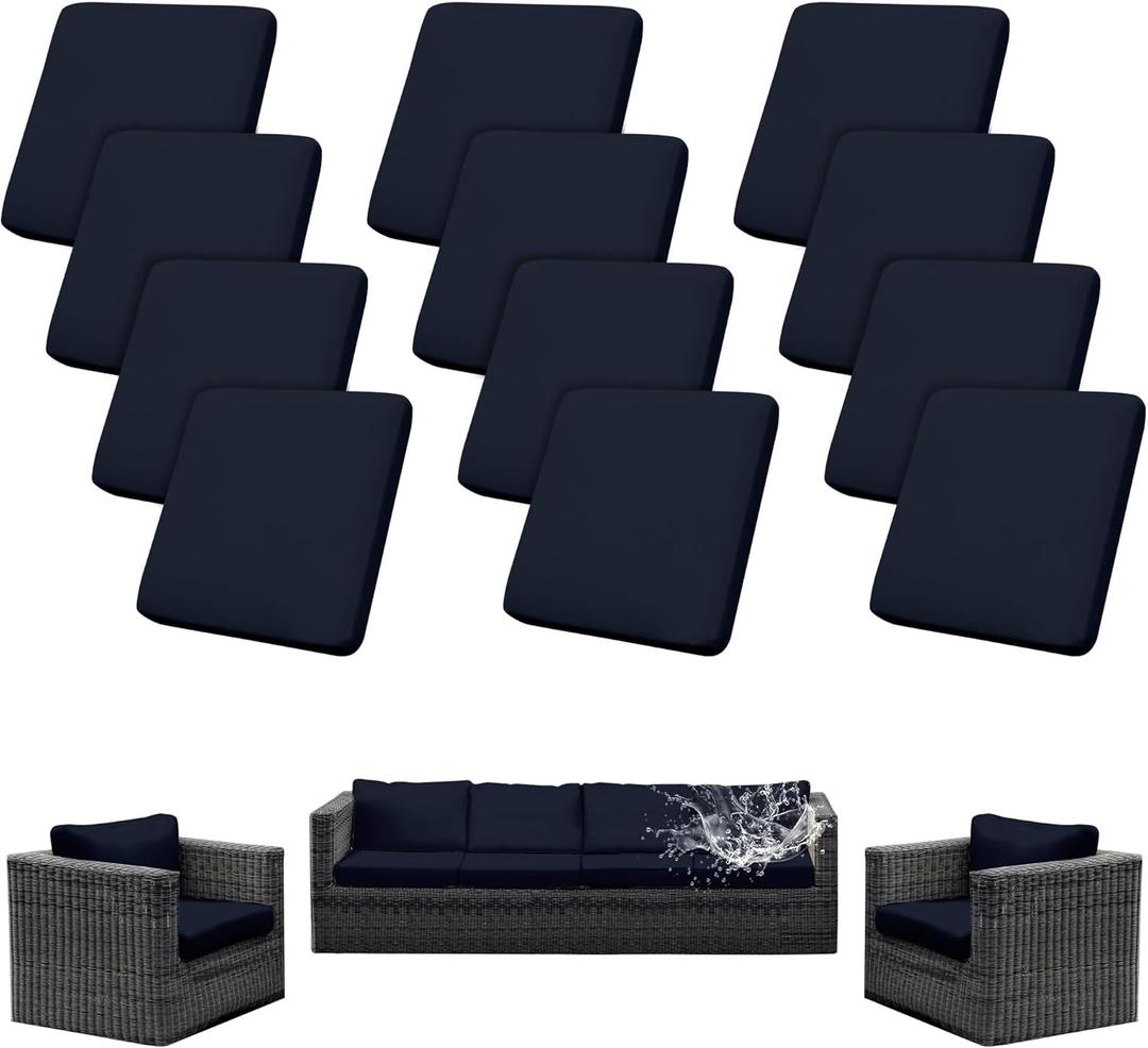 GALYEJIA 12Pcs Outdoor Cushion Covers Patio Cushion Covers Cushion Covers for Outdoor Furniture Stretch Patio Cushion Covers Replacement Couch Slipcovers Waterproof (Cover Only)