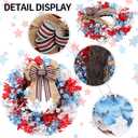 RoseCraft 22inch 4th of July Wreath, Artificial Red White Blue Patriotic Bow Wreaths for Front Door, Memorial Day Independence Day Veterans Day Decor, for Wall Porch Indoor Outdoor Decorations.