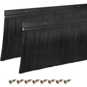 uxcell 2Pcs Door Brush Bottom Sweep H-Shape Aluminum Alloy Base with 5.9-inch PP Brush for Home, Industrial (35-inch L, Black)