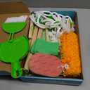 WHOHOLL Wooden Kids Cleaning Set Toddler Broom Set for Housekeeping 8 Pcs Broom and Mop Set for Toddlers 3-6, Cleaning Toys with Dustpan Sponge, Christmas Birthday Gifts for Boys Girls (Green)