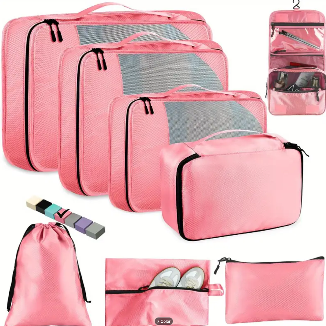 8 Set Packing Cubes for Travel Women Men, Mesh Suitcase Organizer Bags Set for Luggage, 4 Sizes, Large, Medium, Small, Travel Camping Essentials Accessories