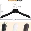 DEDU Suit Hangers for Men 50 Pack, Extra Wide Suit Hanger Non Slip Width 17.7", Thick Plastic Coat Hangers Black with Metal Hook