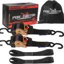 2 Pack Retractable Ratchet Straps (2"  10'), 3000LBS Break Strength Heavy Duty Auto Retracting Ratchet Straps for Motorcycle, Trailer, Boat, ATV, UTV (2 Pack with 1.6" x 17" Soft Loops)