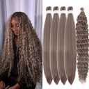 Leticia Dark Ash Brown Boho Braiding Hair Pre Stretched Hypoallergenic Knotless Braiding Hair for Boho Braids Prestretched Ez Braids Yaki Soft