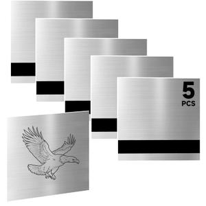 Bocolon 5PCS Laser Engraving Double Color ABS Plastic Sheet, Two-Tone Laserable Engraving Plastic Sheets for Name Badge, Office Label, Laser Artistic Product, Size 11.73" x 11.73", Brushed Silver/Black