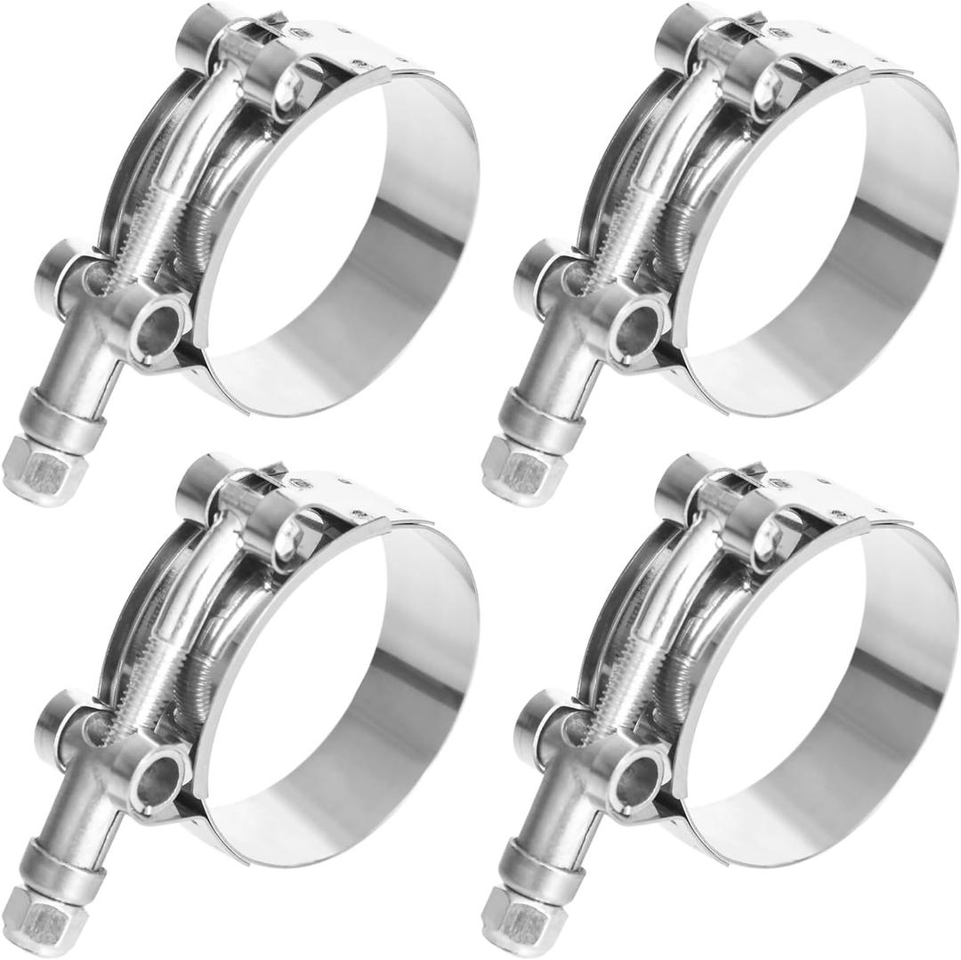 T Bolt Hose Clamp 1.5 Inch, MinerGuy Stainless Steel, Working Range 46mm-52mm for 1.5" Hose ID, Turbo Intake Intercooler Clamp, 4 Pack