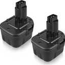 VIRSHX BATT 12v 3.6Ah Ni-MH Replacement Battery for Dewalt, DW9071 DW9072 DC9071 DE9037 DE9071 12 Volt Battery, Compatible with Cordless Power Tool, Drill/Flashlight, 2 Pack