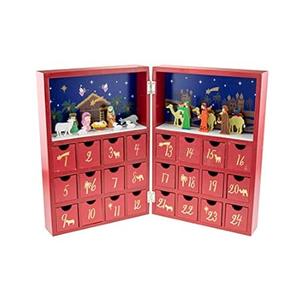 Clever Creations Wooden Christmas Advent Calendar, Countdown to Christmas, Festive Holiday Decoration, Book Nativity Scene