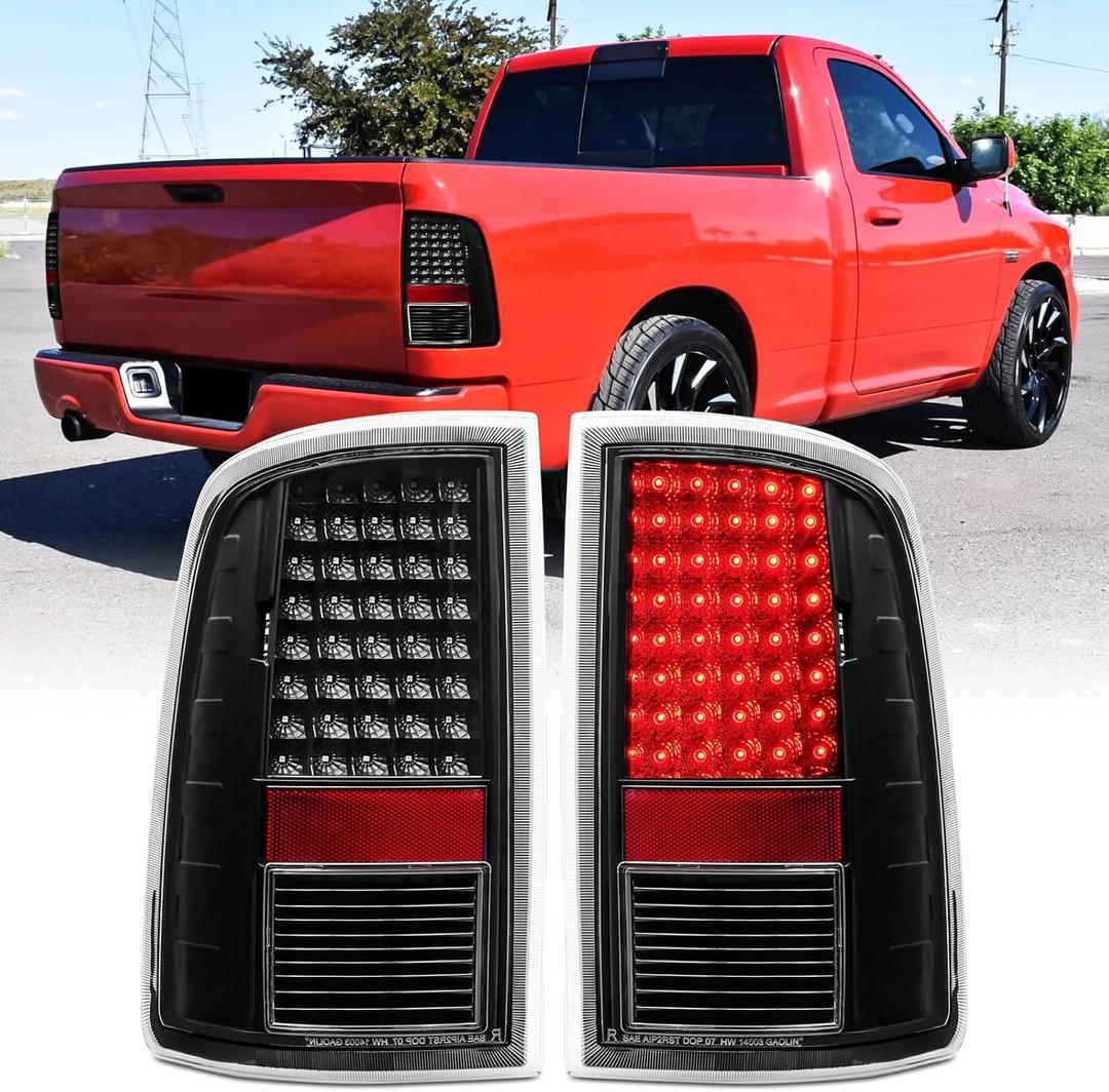 LED Tail Lights Assembly Compatible With 2009-2018 Dodge RAM 1500 2500 3500, Only fit Non LED Models, Black Housing Clear Lens