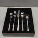 KINGSTONE Hammered Silverware Set, Flatware Set with Serving Utensils, 18/10 Stainless Steel Premium Cutlery with Unique Ripple Handles Design Mirror Polished - Dishwasher Safe (65-Piece)