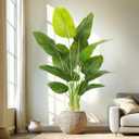 Lifelike Bird of Paradise Artificial Plant,6ft Faux Banana Leaf Tree with 13 Trunks - Perfect Indoor Silk Floor Plant for Home Decor in Living Room, Office, and Bedroom 1Pack