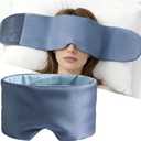 Weighted Sleep Mask for Side Sleepers, 100% Blackout Eye Mask for Sleeping with Adjustable Strap, Dual-Sided Cooling Silk & Warm Cotton Blindfold, Zero Pressure Eye Cover for Travel, Nap & Yoga