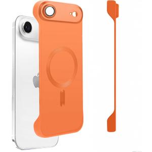 Omio Magnetic Slim Case for iPhone Air Compatible with MagSafe, Matte PC Ultra-Thin Bumper Frameless Borderless Minimalist Design with Camera Lens Protector for Men Women, Orange