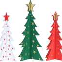 DECSPAS Christmas Decorations Indoor, 3 PCS 11 Inches Large Size Wood Christmas Trees for Centerpiece Table Decor, Wooden Xmas Tree for Winter Decor, Home, Tabletop, Mantel, Shelf, Gifts (3pcs-red, Green, White)