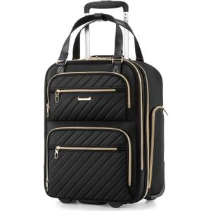 LUGGEX Underseat Carry On Luggage with Wheels, UDK2 Lightweight Under Seat Luggage, Soft Sided Personal Item Suitcase for Short Trip (UX-Core, Black, 17 Inch)