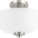 GLOBE Electric 63357 2-Light Semi-Flush Mount Ceiling Light, Brushed Nickel, Chrome Accents, Frosted Glass Shade, Lighting for Kitchen, Bathroom, Bedroom, or Dining Room, Home Decor