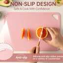 THETCHRY Plastic Cutting Board Set, Pink Cutting Board with Non-slip, Cutting Board for Kitchen Set of 3, Dishwasher Safe, BPA Free, Reversible, with Grip Handle, Pink