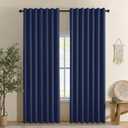 CYCMACO Linen 100% Blackout Curtains for Bedroom, Back Tab/Rod Pocket Room Darkening Curtains, Blackout Curtain for Living Room, Pinch Pleated Curtain(2 Panels Set, 42" W X 63" L, Navy Blue)