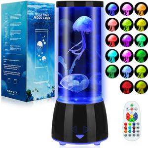 Jellyfish Lamp 17 Color Changing with 4 Modes, Electric Jellyfish LED Mood Lamp Tank Table Night Light Home Decor for Relax, Christmas Birthdays Gifts for Girls Kids Women (Black)