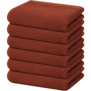 Homaxy 100% Cotton Waffle Weave Kitchen Dish Towels, Ultra Soft Absorbent Quick Drying Cleaning Towel, 13 x 28 Inches, 6-Pack, Rust