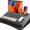 HUANUO Lap Laptop Desk - Portable Lap Desk with Cushion, Fits up to 17 inch Laptop, with Anti-Slip Strip & Storage Function for Home Office Students Use as Computer Laptop Stand - Black, HNLD28B (Large)