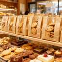 WYTAOHZL 100PCS Cookie Bags 7.48 x 3.93 x 2.36 inch Brown Paper Bags with Stickers Kraft Bakery Bag with Window for Cookies Snacks Candies