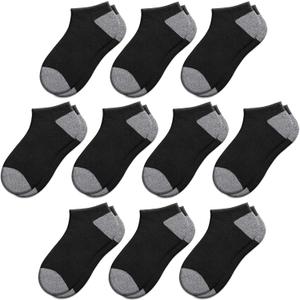 Comfoex 10 Pairs Boys Socks 4-6 6-8 8-10 Years Old Low Cut Ankle Athletic Socks For Kids Short Half Cushioned Socks