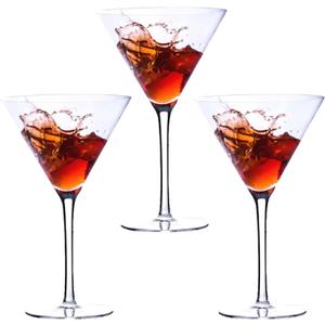 Baclife Handblown Crystal Martini Glasses Set of 3-9.5 oz Coupe Glass Set with Stem - Elegant Cocktail Glasses for Bar, Margarita, Cosmopolitan, Manhattan, Gimlet - Unique Gift for Mother’s Day