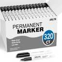 ARLTR Permanent Markers Bulk with Fine Tip, Bulk Pack of 320 with Black, Works on Plastic,Wood,Stone,Metal and Glass for Doodling, Coloring as Office, School Supplies
