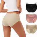 INNERSY Women's Seamless No Show Hipster Panties Invisible Light Underwear 3-Pack (Small, Black/Brick Red/Nude)