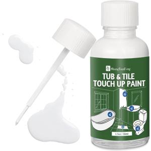 2 x Touch Up Paint White tile paint porcelain repair kit Specialty Tub and Tile , High-Gloss White bathtub, Quick-Dry Porcelain Paint for Scratches & Chips on Porcelain, Acrylic, Enamel, Cast Iron, Tubs, Tiles, Sinks Wooden furniture and Toilets