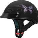 VCAN Cruiser Intricate Butterfly Motorcycle Half Helmet (X-Small, Flat Black Butterfly)