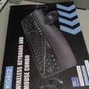 Wireless Keyboard and Mouse Combo, Wave Keys Full-Sized Ergonomic Keyboard with Cushioned Plam Rest, Phone Holder, Comfortable Natural Typing, 2.4G Cordless Set for Computer, Laptop, PC, Mac, Windows (Black)