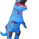 Rysotowy Inflatable Dinosaur Costume for Adults Blow up T-rex Suit Funny Party Dino Fancy Halloween Costume (Blue)
