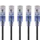 Monoprice Cat6A Ethernet Patch Cable - Snagless RJ45, 550Mhz, 10G, UTP, Pure Bare Copper Wire, 30AWG, 5-Pack, 14 Feet, Black - SlimRun Series