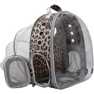 Pet Carrier Backpack Expandable for Cats and Small Dogs, Breathable Anti-Collapse Design, Airline Approved Travel Backpack for Hiking and Outdoor Use (Back Expandable-Animal) (Leopard Print)