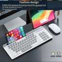 Wireless Keyboard and Mouse Combo with Phone Tablet Holder, Rechargeable Dual-Mode (Bluetooth 5.0 and 3.0 +2.4G) Multi-Device Silent Mouse for Windows, iPad, Tablet, MacOS,iOS,Android (Grey+White)
