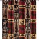 Rustic Black Bear Curtains,Vintage Farmhouse Cabin Elk Tree Plaid Room Darkening Blackout Window Curtains with Grommets,Energy Efficient Window Treatment for Living Room 42x45in (42"W x 45"L (Pack of 1), Style-1w7lr4qpk9nkg)
