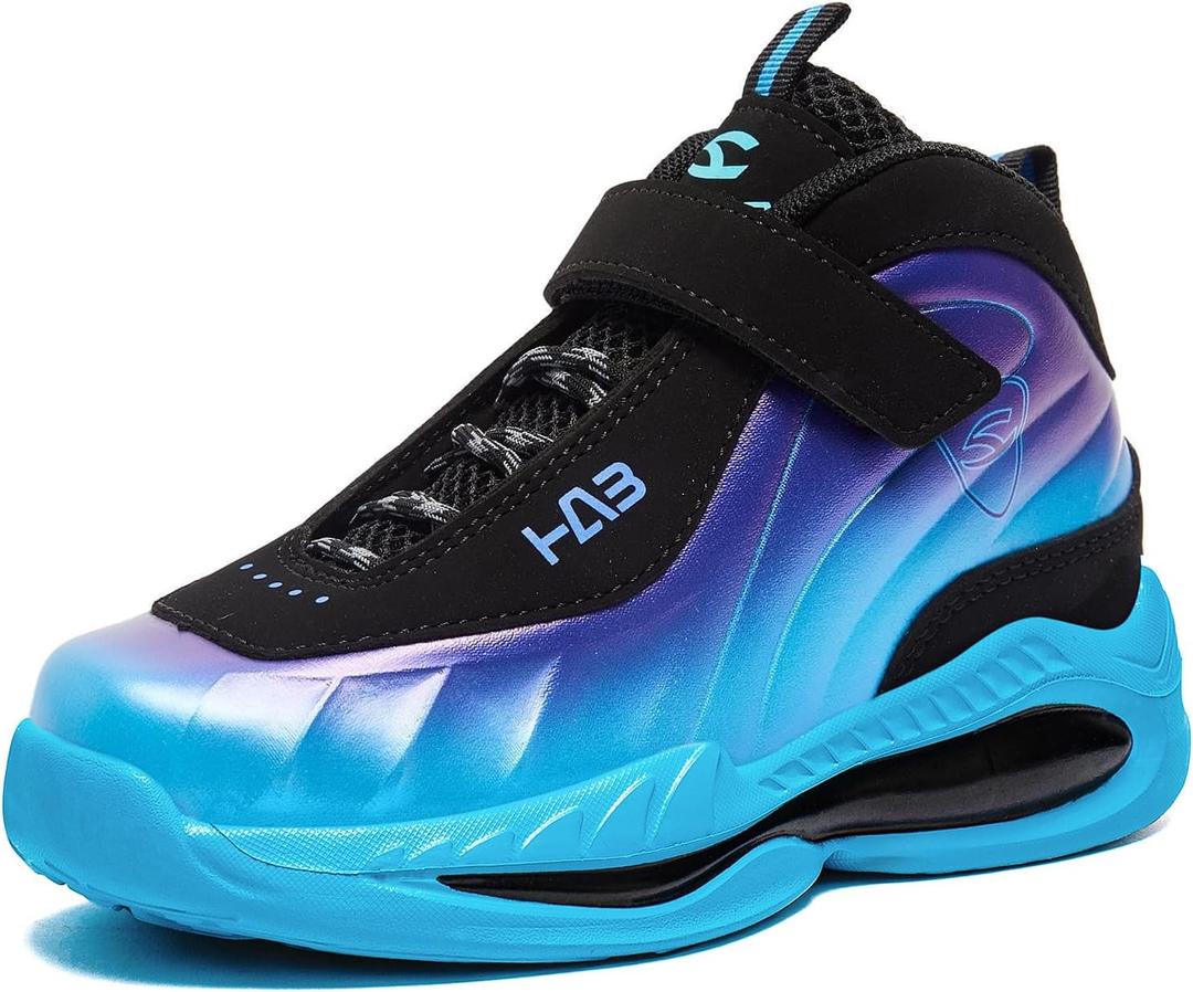 Kids Sneakers Basketball Shoes Breathable Nonslip Sports Tennis Walking Running Shoes for Boys Girls (6 Big Kid, Black Blue)