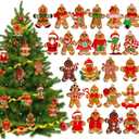 24Pcs Gingerbread Man Ornaments for Christmas Tree Decorations Mini Gingerbread Hanging Charms Decorative Hanging Ornaments Christmas House Decor Xmas Holiday Indoor Decorations