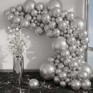 Balloon Garland Arch Kit 146 Pcs Metallic Silver Balloons for Baby Shower, Birthday, Gender Reveal, Wedding Party DIY Kit by Vellax