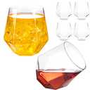LUODA 32 Pack Clear Stemless Wine Glasses - 12 Oz Clear Plastic Diamond Glasses For Wine, Whiskey and Cocktails