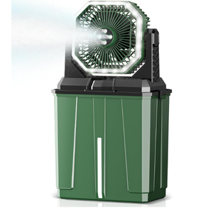 Coolice Camping Bucket Misting Fan 8L Water Tank, 24000mAh Outdoor Misting Fan with 2 Spray Modes & 3 Speeds, 3-speed LED lights Floor Cooling Fans, Portable Camping Fans for Garden, Patio, Worksite
