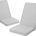 Adirondack Chair Cushions Set of 2 - Removable Covers, Water-Repellent & Fade-Resistant Faux Linen, Securing Straps, Non-Slip Bottom, Fit for Most Outdoor Adirondack & Rocking Chairs - Light Grey
