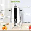13L Hot Beverage Dispenser Coffee Chafer Urn Stainless Steel Chafer Urn commercial Electric Coffee Urn for Coffee Chocolate Juice Tea Hot & Cold Drinks About 50cup (13L)