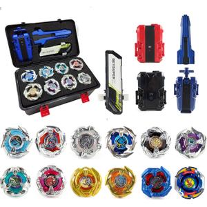 MUSTYBELT Battling Top Burst Gyro Toy Set Toy Gift for Children Boys Ages 6 8 10 12+ Combat Battling Game 12 Burst Spinning Tops 2 Two Way Launchers Grip Starter (BOZE-BX12)