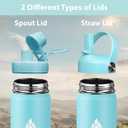 SENDESTAR Stainless Steel Wide Mouth Water Bottle 32oz Double Wall Vacuum Insulated Leak Proof Bottle with New Flex Straw Lid & Spout Lid XIN-MC-1000-1